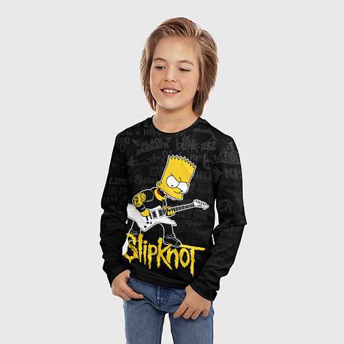 Детский лонгслив Slipknot Барт Симпсон рокер логотипы / 3D-принт – фото 3
