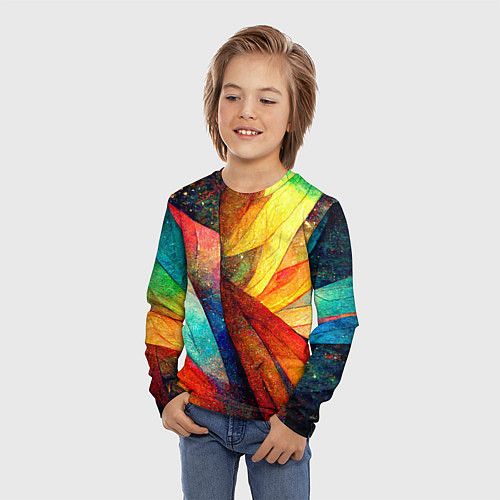 Детский лонгслив Радужная абстракция со звездами / 3D-принт – фото 3