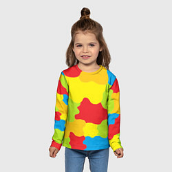 Лонгслив детский Кляксы разноцветные - детский камуфляж, цвет: 3D-принт — фото 2