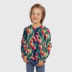 Лонгслив детский Много тюльпанов, цвет: 3D-принт — фото 2