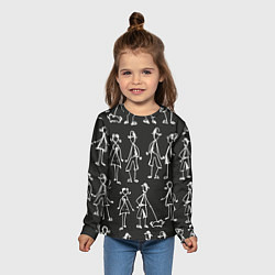 Лонгслив детский Черно-белые люди, цвет: 3D-принт — фото 2