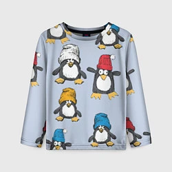 Лонгслив детский Смешные пингвины, цвет: 3D-принт