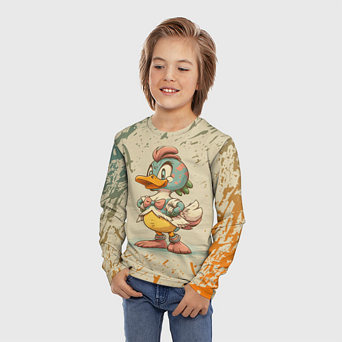 Детский лонгслив Уверенная утка / 3D-принт – фото 3