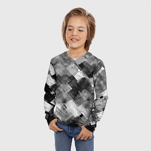 Детский лонгслив Полоски белые и чёрные / 3D-принт – фото 3