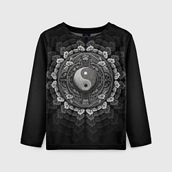 Лонгслив детский Инь-ян украшенный растительным орнаментом, цвет: 3D-принт