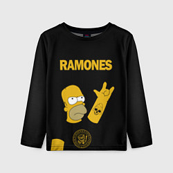 Лонгслив детский Ramones Гомер Симпсон рокер, цвет: 3D-принт