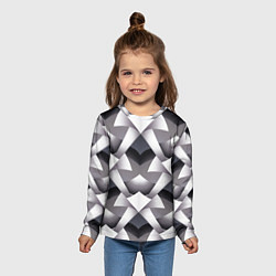 Лонгслив детский Абстрактный геометрический узор с элементами фэнте, цвет: 3D-принт — фото 2