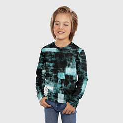 Лонгслив детский Абстракт голубой на чёрном, цвет: 3D-принт — фото 2