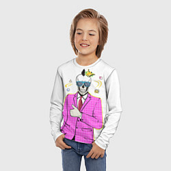 Лонгслив детский Череп в пиджаке, цвет: 3D-принт — фото 2