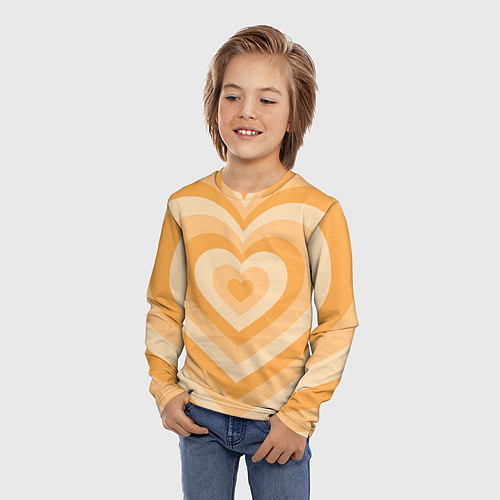 Детский лонгслив Hearts orange / 3D-принт – фото 3