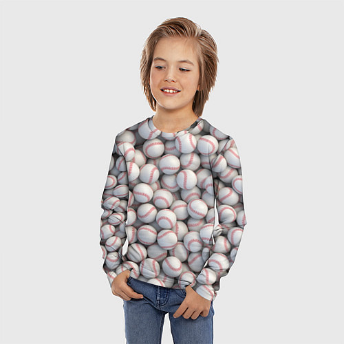 Детский лонгслив Бейсбольные мячи / 3D-принт – фото 3