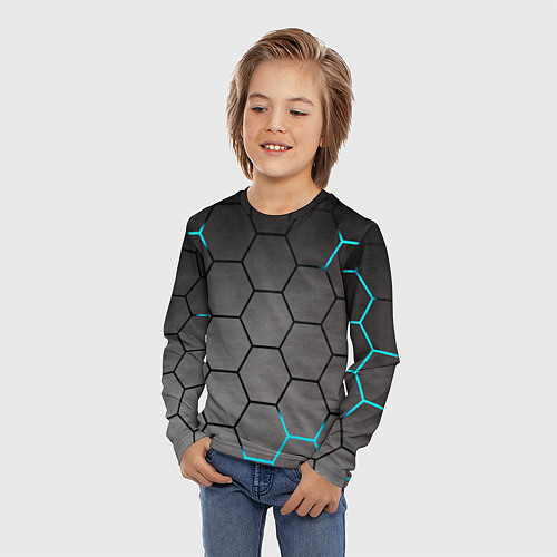 Детский лонгслив Броня текстура неоновая / 3D-принт – фото 3