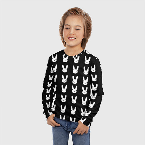 Детский лонгслив Bunny pattern black / 3D-принт – фото 3