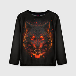 Детский лонгслив Морда огненного волка
