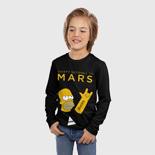Детский лонгслив 30 Seconds to Mars Гомер Симпсон рокер / 3D-принт – фото 3