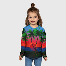 Лонгслив детский Пальмы и море, цвет: 3D-принт — фото 2