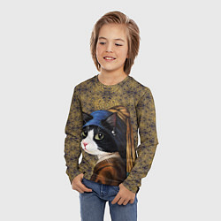 Лонгслив детский Кошечка с жемчужной сережкой Ян Вермеер пародия, цвет: 3D-принт — фото 2