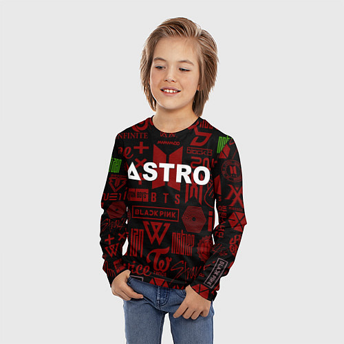 Детский лонгслив Astro k-pop pattern / 3D-принт – фото 3