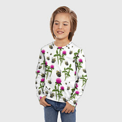 Лонгслив детский Клевер и пчёлки - паттерн, цвет: 3D-принт — фото 2