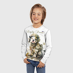 Лонгслив детский Бойцовая пёс в военной форме, цвет: 3D-принт — фото 2