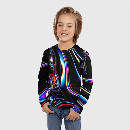Детский лонгслив Черный глянец / 3D-принт – фото 3