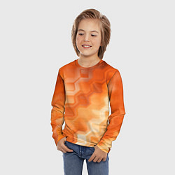 Лонгслив детский Золотисто-оранжевый туманный паттерн, цвет: 3D-принт — фото 2