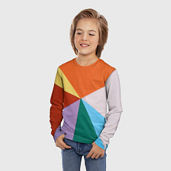 Лонгслив детский Разноцветные пересекающиеся треугольники, цвет: 3D-принт — фото 2