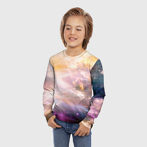 Детский лонгслив Аморфное абстрактное космическое красочное небо / 3D-принт – фото 3