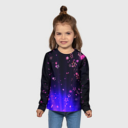 Лонгслив детский Звездочки в неоновой подсветке, цвет: 3D-принт — фото 2