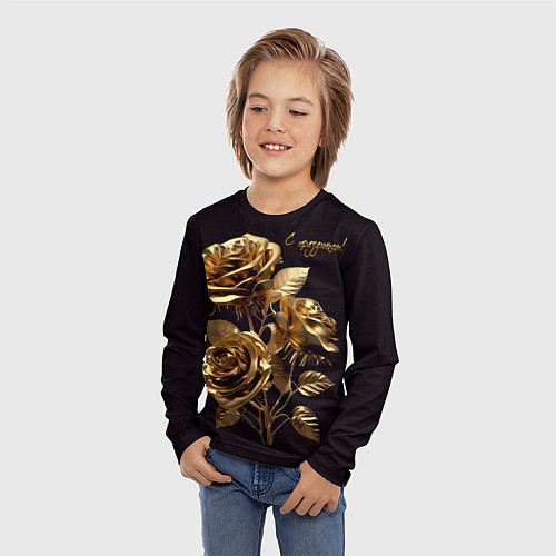 Детский лонгслив Золотые розы / 3D-принт – фото 3