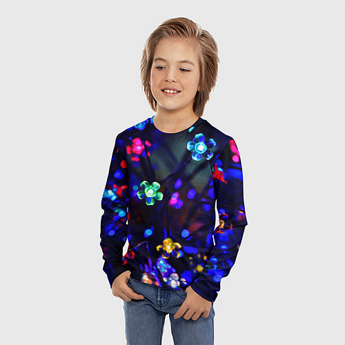 Детский лонгслив Цветочки фонарики / 3D-принт – фото 3