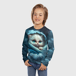 Лонгслив детский Котик в одеяльце в облаках, цвет: 3D-принт — фото 2