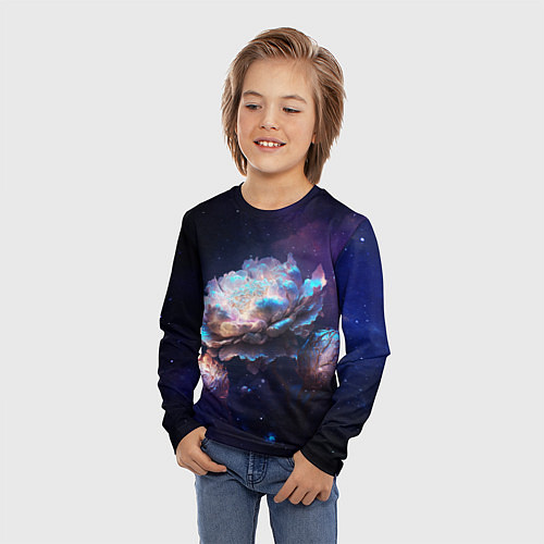 Детский лонгслив Космические звёздные цветы / 3D-принт – фото 3