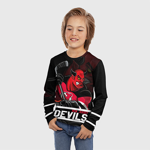 Детский лонгслив New Jersey Devils маскот / 3D-принт – фото 3