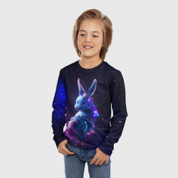 Лонгслив детский Космический звёздный кролик, цвет: 3D-принт — фото 2