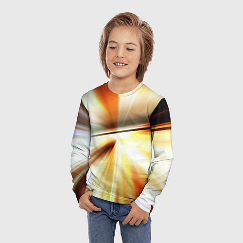 Детский лонгслив Абстрактные светлые лучи из тени / 3D-принт – фото 3