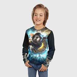 Лонгслив детский Кот космонавт и взрыв звезды, цвет: 3D-принт — фото 2