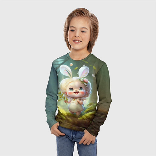 Детский лонгслив Мультяшная девочка-зайка / 3D-принт – фото 3