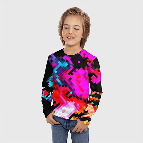 Детский лонгслив Pixel neon mosaic / 3D-принт – фото 3