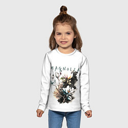 Лонгслив детский Магнолия - акварельный стиль, цвет: 3D-принт — фото 2