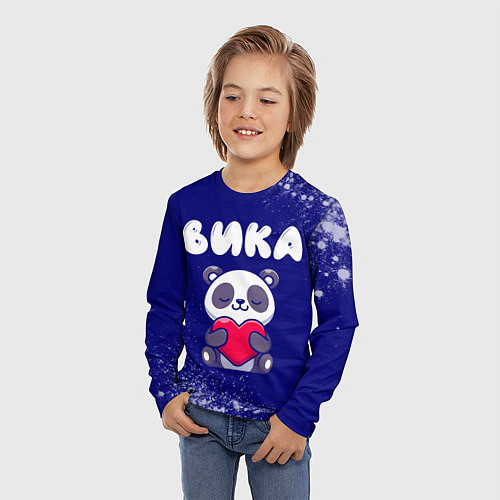 Детский лонгслив Вика панда с сердечком / 3D-принт – фото 3