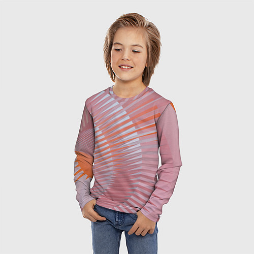 Детский лонгслив Абстрактные розовые волнообразные линии / 3D-принт – фото 3