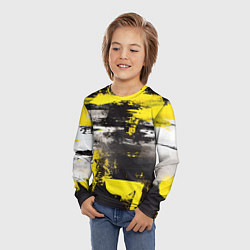 Лонгслив детский Черно-желтая абстракция, нейросеть, цвет: 3D-принт — фото 2