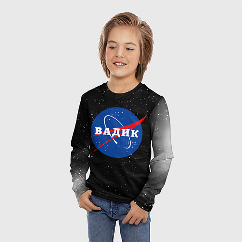 Детский лонгслив Вадик Наса космос / 3D-принт – фото 3