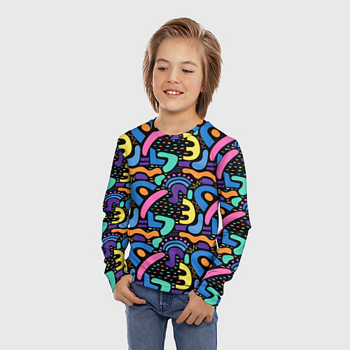 Детский лонгслив Multicolored texture pattern / 3D-принт – фото 3