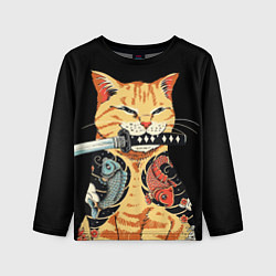 Лонгслив детский Yakuza tattoo cat, цвет: 3D-принт
