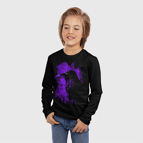 Детский лонгслив Dark purple raven / 3D-принт – фото 3