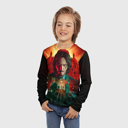 Детский лонгслив John Wick catholic church Paris / 3D-принт – фото 3