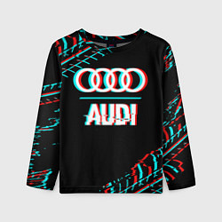 Лонгслив детский Значок Audi в стиле glitch на темном фоне, цвет: 3D-принт