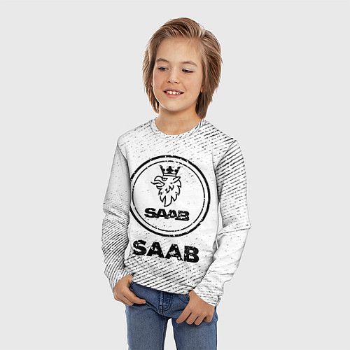 Детский лонгслив Saab с потертостями на светлом фоне / 3D-принт – фото 3